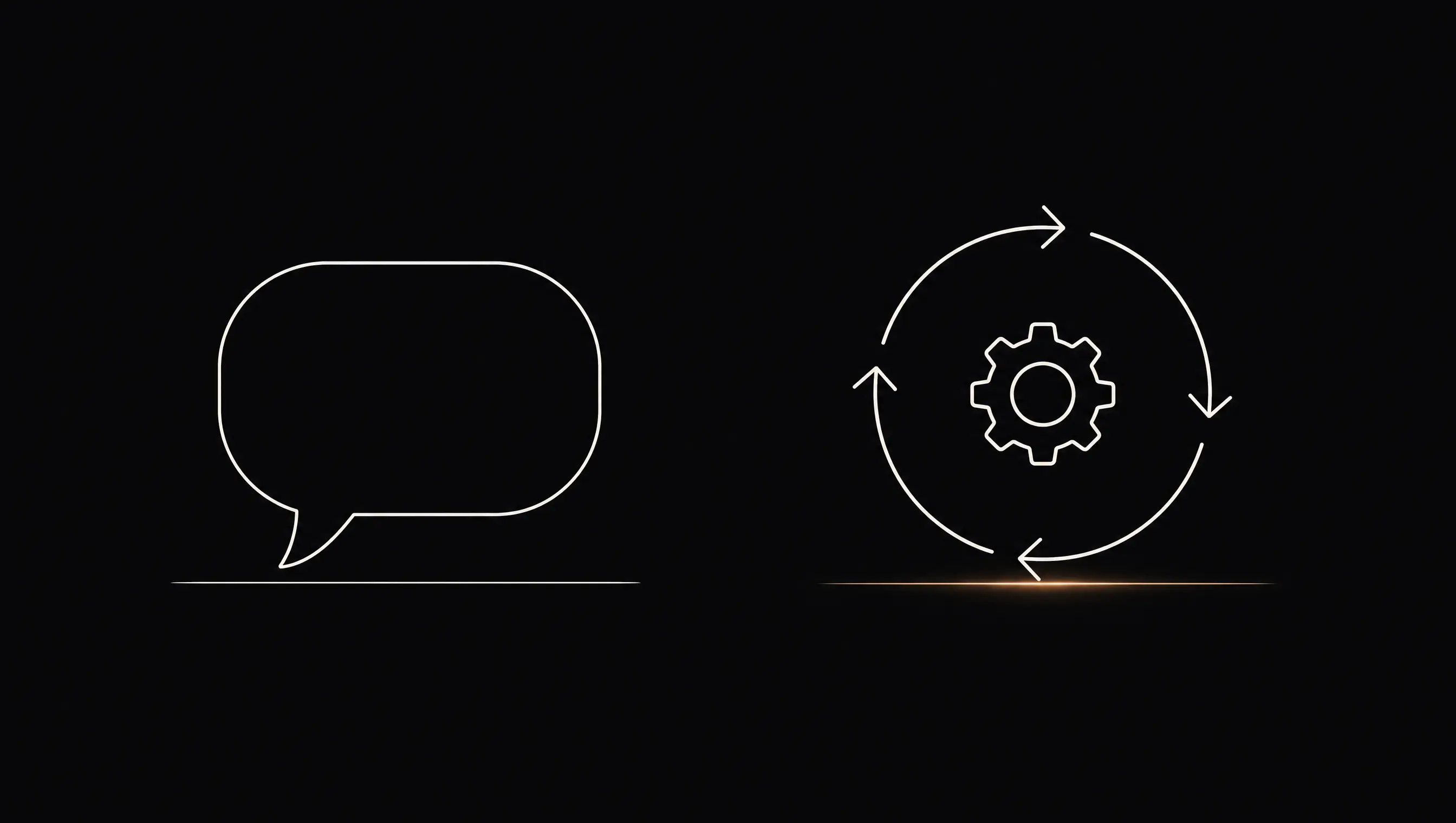 A passive speech bubble beside an autonomous self-running loop